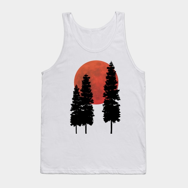 Blood Moon with Evergreens Tank Top by Lil-Salt